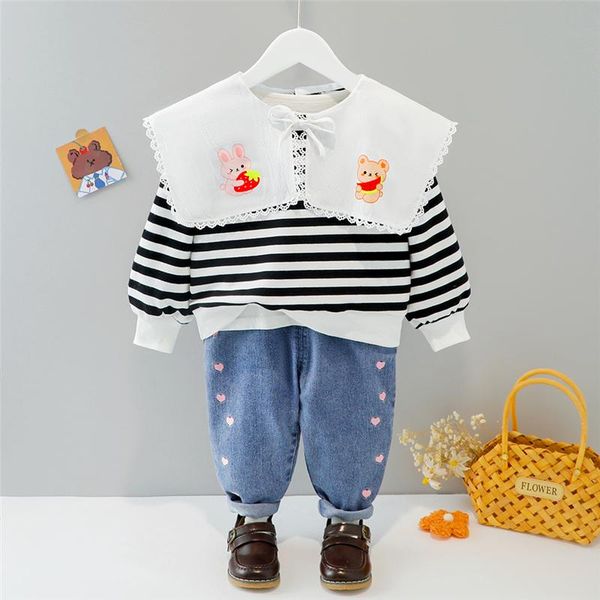 clothing sets hylkidhuose baby girls autumn lace cartoon kids stripe t shirt love jeans children casual infant clothes outfit, White
clothing sets hylkidhuose baby girls autumn lace cartoon kids stripe t shirt love jeans children casual infant clothes outfit, White