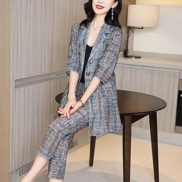 women's two piece pants long blazer women spring summer three quarter plaid print blazers jacket & pant office wear suit 2021 female 2, White
women's two piece pants long blazer women spring summer three quarter plaid print blazers jacket & pant office wear suit 2021 female 2, White