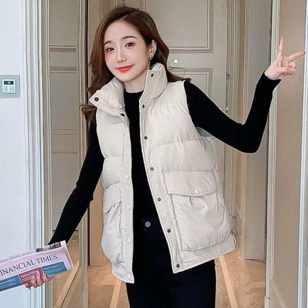 women's vests 2021 autumn winter thick warm short vest female elegant zipper cotton stand collar ladies casual slim solid waistcoat m18, Black;white
women's vests 2021 autumn winter thick warm short vest female elegant zipper cotton stand collar ladies casual slim solid waistcoat m18, Black;white