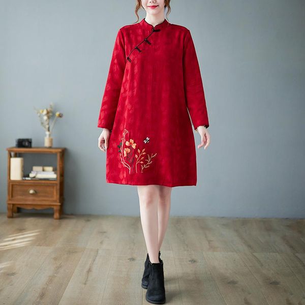 ethnic clothing plus size -4xl long sleeve red embroidery winter autumn casual qipao traditional chinese women modern cheongsam dress
ethnic clothing plus size -4xl long sleeve red embroidery winter autumn casual qipao traditional chinese women modern cheongsam dress