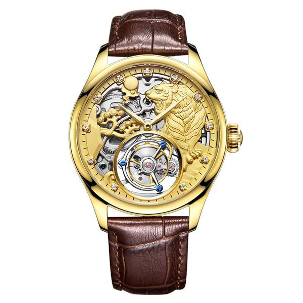 wristwatches luxury business gold tiger dial men tourbillon hollow mechanical watch chronograph analog clock leather man wrist watches 7013, Slivery;brown
wristwatches luxury business gold tiger dial men tourbillon hollow mechanical watch chronograph analog clock leather man wrist watches 7013, Slivery;brown