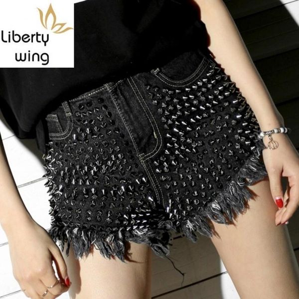 women's jeans fashion women casual punk high waist rivet denim ladies button tassel ripped loose shorts streetwear, Blue
women's jeans fashion women casual punk high waist rivet denim ladies button tassel ripped loose shorts streetwear, Blue