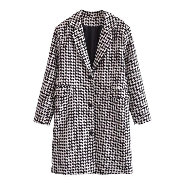 women's wool & blends zxqj women houndstooth woolen coat 2021 autumn winter fashion ladies oversize chic pocket trench female plaid out, Black
women's wool & blends zxqj women houndstooth woolen coat 2021 autumn winter fashion ladies oversize chic pocket trench female plaid out, Black