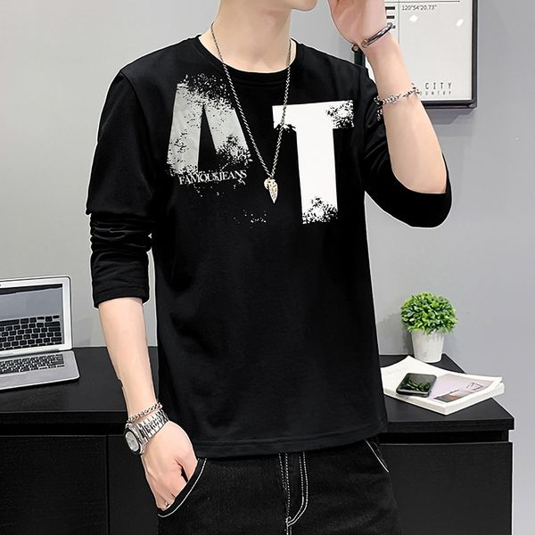 2021 autumn t-shirt men's long sleeve round neck slim fit elastic youth fashion versatile pullover bottomed shirt men's wear, White;black
2021 autumn t-shirt men's long sleeve round neck slim fit elastic youth fashion versatile pullover bottomed shirt men's wear, White;black