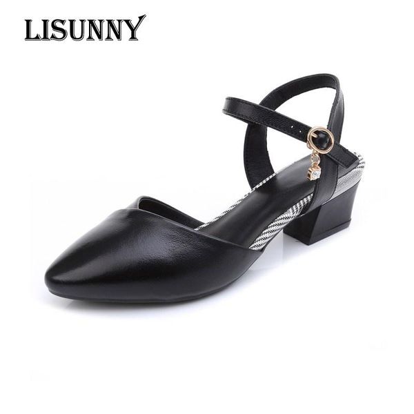 dress shoes lisunny women pointed sandals summer 2021 fashion genuine leather female wedding party work lady mid heel, Black
dress shoes lisunny women pointed sandals summer 2021 fashion genuine leather female wedding party work lady mid heel, Black
