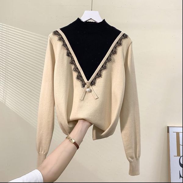 women sweater patchwork lace sweater women autumn women long sleeve pull femme pullover drop shipping high quality, White;black
women sweater patchwork lace sweater women autumn women long sleeve pull femme pullover drop shipping high quality, White;black