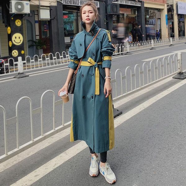women's trench coats long windbreaker 2021 spring autumn splicing polyester fabric high-quality lining loose plus size fashion coat ff1, Tan;black
women's trench coats long windbreaker 2021 spring autumn splicing polyester fabric high-quality lining loose plus size fashion coat ff1, Tan;black