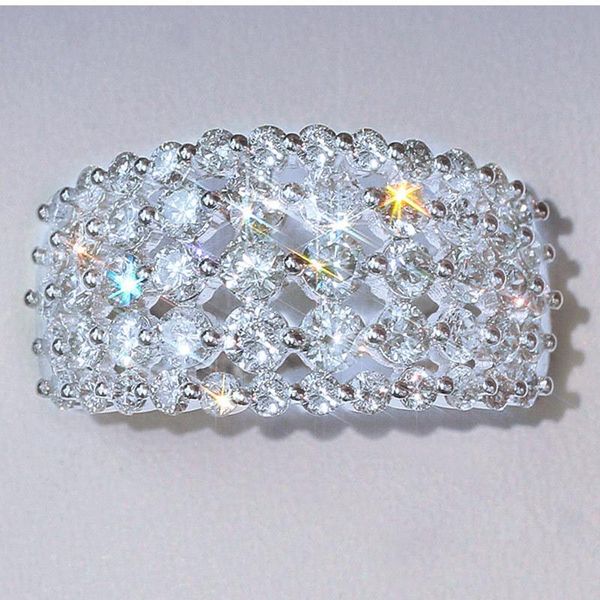 wedding rings vintage luxury for women 5 rows dazzling cubic zircon full paved engagement jewelry elegant office lady party gift, Slivery;golden 
wedding rings vintage luxury for women 5 rows dazzling cubic zircon full paved engagement jewelry elegant office lady party gift, Slivery;golden