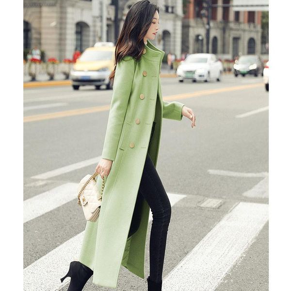 women's wool & blends winter stand-up collar waist hepburn style avocado coat woolen long over-the-knee, Black
women's wool & blends winter stand-up collar waist hepburn style avocado coat woolen long over-the-knee, Black