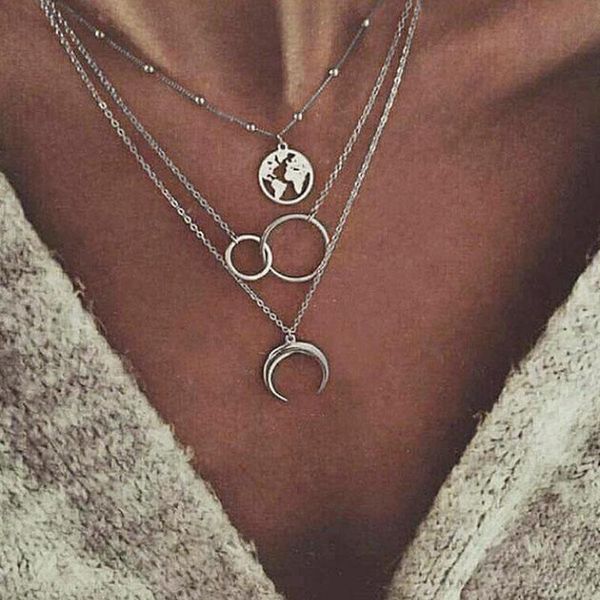 chokers vintage silver color moon map pendant necklace 2021 bohemian circle geometry layered collar fashion women jewelry, Golden;silver
chokers vintage silver color moon map pendant necklace 2021 bohemian circle geometry layered collar fashion women jewelry, Golden;silver