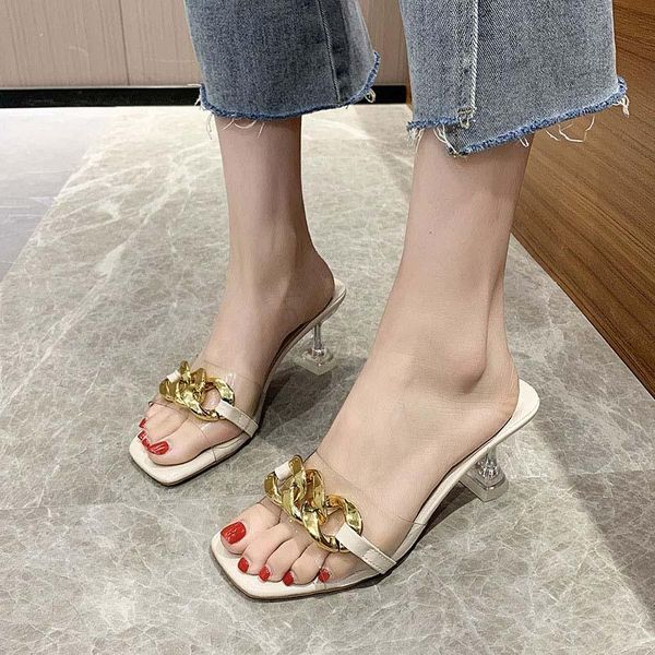 slippers 2021 woman's pumps metal chain transparent pvc patchwork pu ladies square toe high heel women slides fashion shoes, Black
slippers 2021 woman's pumps metal chain transparent pvc patchwork pu ladies square toe high heel women slides fashion shoes, Black