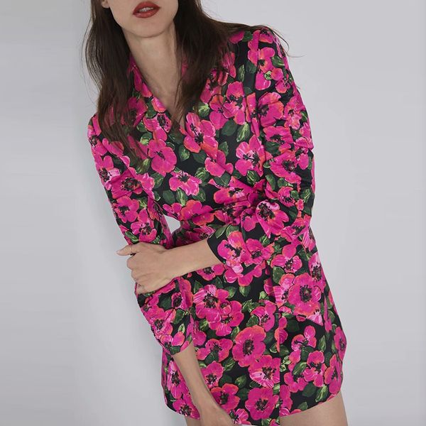 women autumn long sleeve blazer jackets vintage print floral female sashes long blazer casual street wear lady outwears, Black;brown
women autumn long sleeve blazer jackets vintage print floral female sashes long blazer casual street wear lady outwears, Black;brown