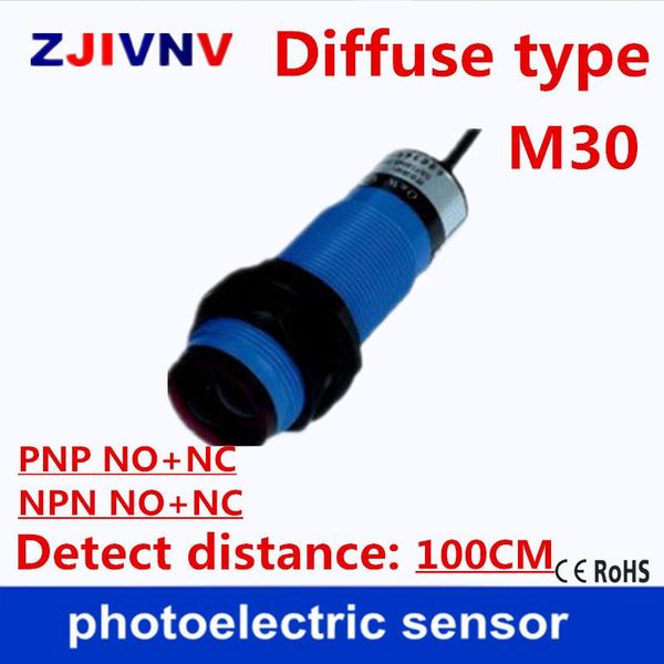 smart home control m30 diffuse type dc pnp/npn no+nc 4 wires poelectric sensor pocell switch normally open&close distance 100cm
smart home control m30 diffuse type dc pnp/npn no+nc 4 wires poelectric sensor pocell switch normally open&close distance 100cm