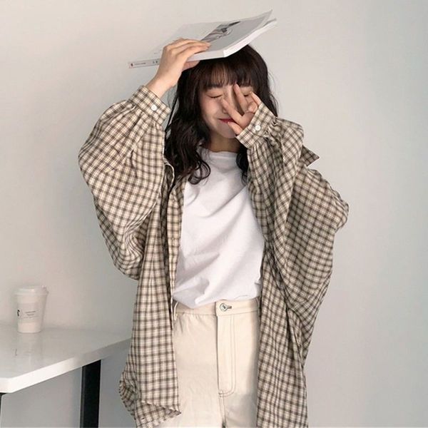 plaid shirt women vintage harajuku loose mid-length casual jacket 2021 new korean style trend all-match lantern sleeve shirt, White
plaid shirt women vintage harajuku loose mid-length casual jacket 2021 new korean style trend all-match lantern sleeve shirt, White