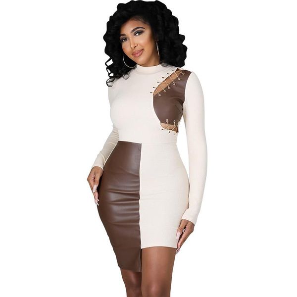 casual dresses autumn pu leather full sleeve mini dress eyelet package hip patchwork party club hollow out vestidos for women 2021, Black;gray
casual dresses autumn pu leather full sleeve mini dress eyelet package hip patchwork party club hollow out vestidos for women 2021, Black;gray