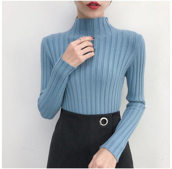 women's sweaters korean style sweater women high neck casual rib knit pure color all-match pullover, White;black
women's sweaters korean style sweater women high neck casual rib knit pure color all-match pullover, White;black