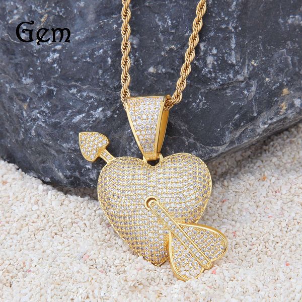 hip hop love pendant one arrow through the heart micro inlaid zircon pendant 14k gold plated cupid's arrow, Silver
hip hop love pendant one arrow through the heart micro inlaid zircon pendant 14k gold plated cupid's arrow, Silver