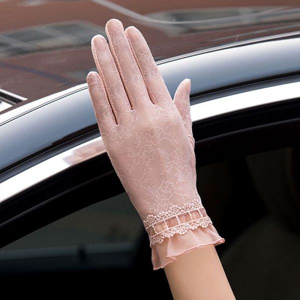 five fingers gloves womens summer uv protection lace touch screen non-slip driving mittens ., Blue;gray
five fingers gloves womens summer uv protection lace touch screen non-slip driving mittens ., Blue;gray