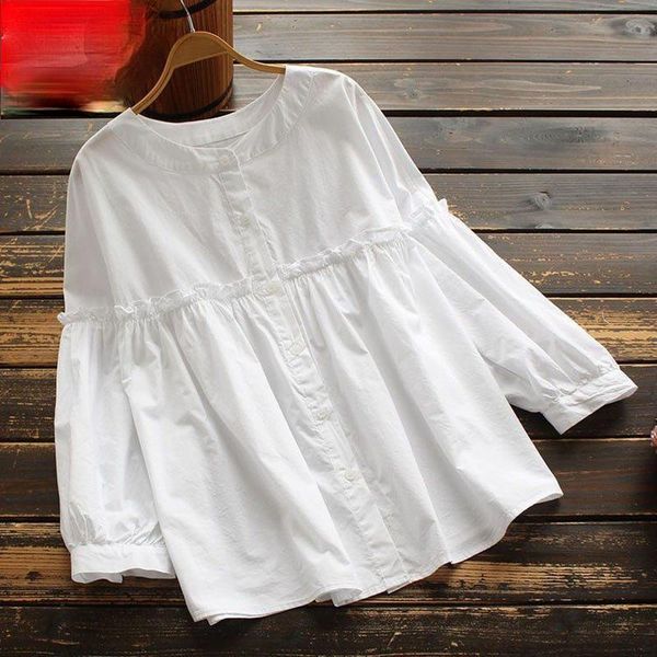 women's blouses & shirts cotton 100% white women summer 2021 o-neck ruffles loose casual solid elegant female outwear
women's blouses & shirts cotton 100% white women summer 2021 o-neck ruffles loose casual solid elegant female outwear