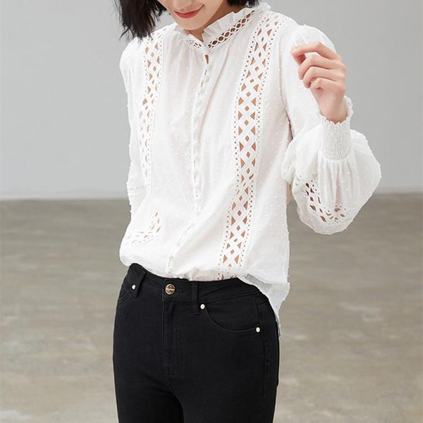 women's blouses & shirts women lace hollow out shirt white long lantern sleeve single breasted elegant female blouse 2021 spring summer
women's blouses & shirts women lace hollow out shirt white long lantern sleeve single breasted elegant female blouse 2021 spring summer