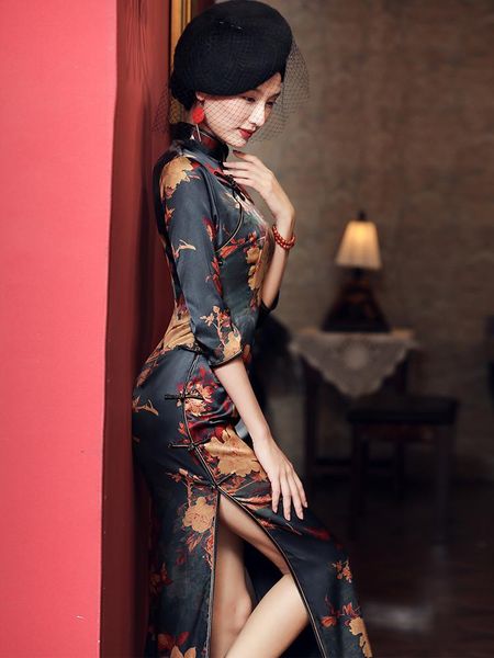 ethnic clothing qipao evening dresses silk cheongsam dress black printing large size cheongsams highendtraditional chinese, Red
ethnic clothing qipao evening dresses silk cheongsam dress black printing large size cheongsams highendtraditional chinese, Red