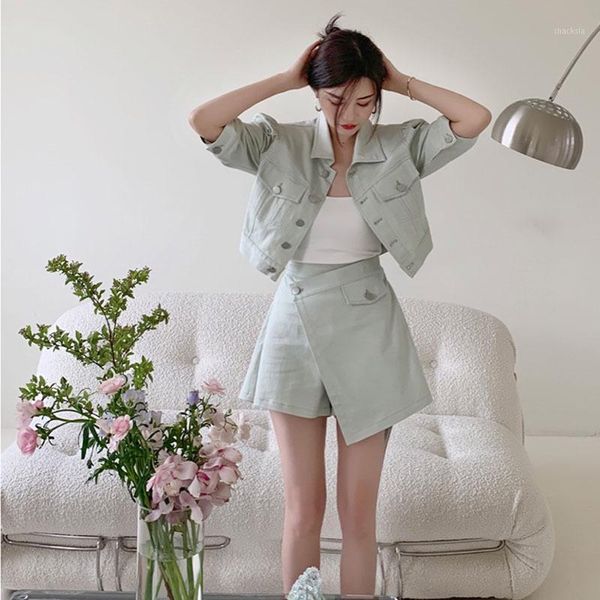 women's tracksuits women culottes sets three-quarter sleeve puff irregular shorts jeans jacket formal ol commute sweet asymmetrical, Gray
women's tracksuits women culottes sets three-quarter sleeve puff irregular shorts jeans jacket formal ol commute sweet asymmetrical, Gray