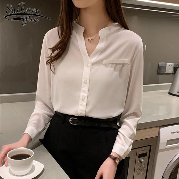 women's blouses & shirts 2021 spring simple solid v-neck long-sleeve chiffon blouse female pure white shirt casual loose slim 8969 50
women's blouses & shirts 2021 spring simple solid v-neck long-sleeve chiffon blouse female pure white shirt casual loose slim 8969 50