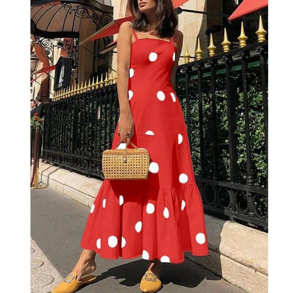 casual dresses summer elegant women's boho long maxi dress strappy polka dot holiday beach sundress, Black;gray
casual dresses summer elegant women's boho long maxi dress strappy polka dot holiday beach sundress, Black;gray