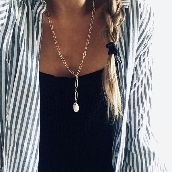 pendant necklaces 1 pcs women shell long chain adjustable clavicle gold necklace simple party sweater jewelry, Silver
pendant necklaces 1 pcs women shell long chain adjustable clavicle gold necklace simple party sweater jewelry, Silver