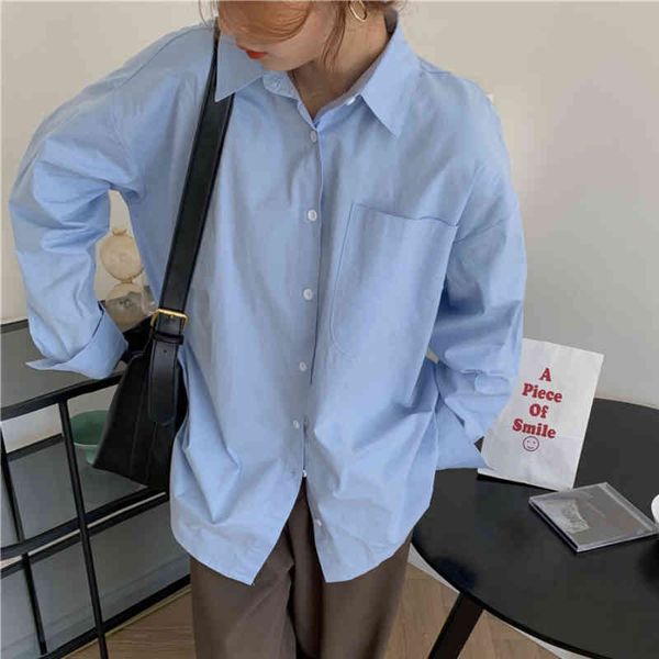 women's knits & tees designed women long shirt oversize blue sleeve korean loose ladies casual fashion button up female ohh3, White
women's knits & tees designed women long shirt oversize blue sleeve korean loose ladies casual fashion button up female ohh3, White