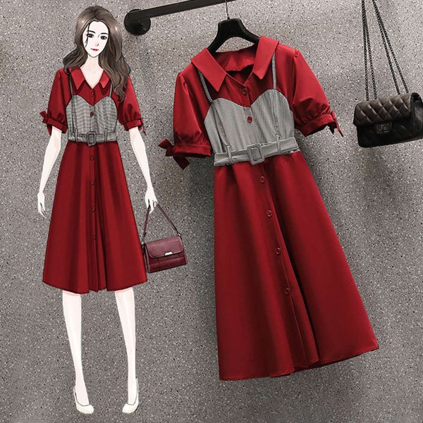 large size women's wear summer 2021 new fat mm show thin french cover belly reduce age gentle wind design dress, Black;gray
large size women's wear summer 2021 new fat mm show thin french cover belly reduce age gentle wind design dress, Black;gray