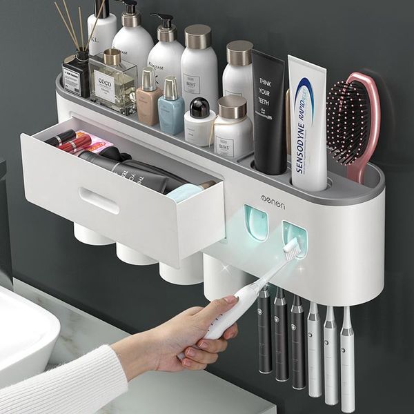 toothbrush holders magnetic automatic toothpaste squeezer dispenser storage rack adsorption inverted holder double bathroom accessories
toothbrush holders magnetic automatic toothpaste squeezer dispenser storage rack adsorption inverted holder double bathroom accessories