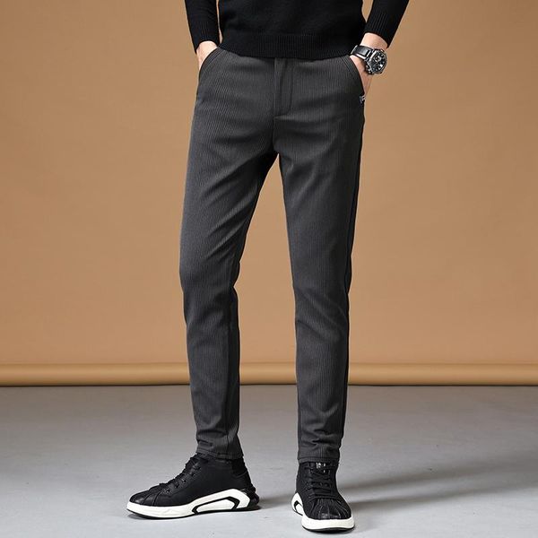 new fashion men's fit stripe casual pants business brand trousers male gray black elastic waist work stretch pants
new fashion men's fit stripe casual pants business brand trousers male gray black elastic waist work stretch pants