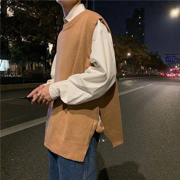 men's vests sweater vest men solid simple side-slit o-neck loose casual fashion chic retro all-match jumpers korean style harajuku cool, Black;white
men's vests sweater vest men solid simple side-slit o-neck loose casual fashion chic retro all-match jumpers korean style harajuku cool, Black;white