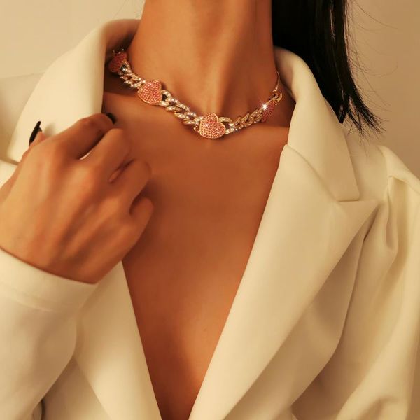 chokers 2021 miami curb cuban love heart chain necklace gold color iced out paved rhinestones necklaces women hip hop jewelry gift, Golden;silver
chokers 2021 miami curb cuban love heart chain necklace gold color iced out paved rhinestones necklaces women hip hop jewelry gift, Golden;silver