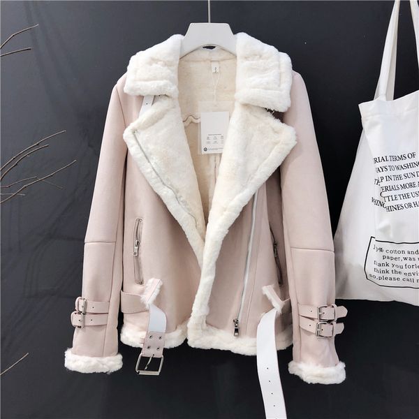 women winter suede jacket 2021 fashion thicken warm motorcycle leather coat female ladies short loose jacket coats streetwear t191114, Black;brown
women winter suede jacket 2021 fashion thicken warm motorcycle leather coat female ladies short loose jacket coats streetwear t191114, Black;brown