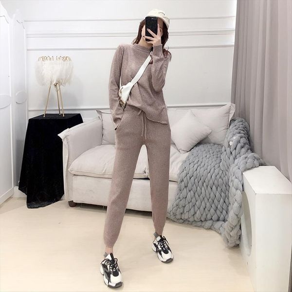 autumn winter loungewear solid womenpant long sleeve pullover sweater lace up pocket pant knit tracksuit 2 pieces clothing set, White
autumn winter loungewear solid womenpant long sleeve pullover sweater lace up pocket pant knit tracksuit 2 pieces clothing set, White