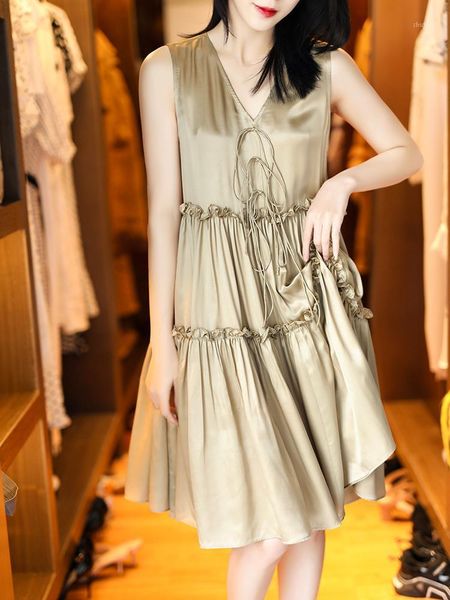 genuine silk dresses for women 2021 female midi dress sleeveless women's summer elegant vestido de mujer zjt2184 casual, Black;gray
genuine silk dresses for women 2021 female midi dress sleeveless women's summer elegant vestido de mujer zjt2184 casual, Black;gray