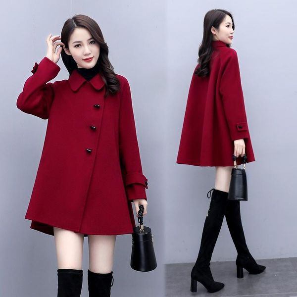 women's wool & blends 2021 fashion women coat loose cloak autumn korean style trench long spring woman coats and jackets female clothes, Black
women's wool & blends 2021 fashion women coat loose cloak autumn korean style trench long spring woman coats and jackets female clothes, Black