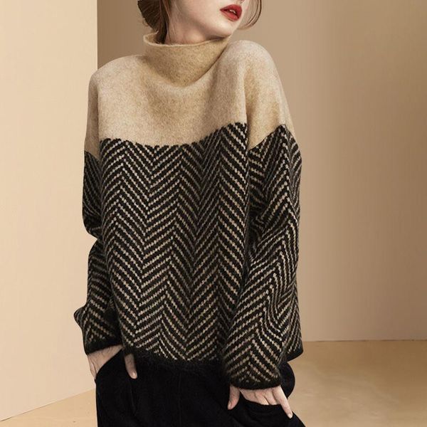 autumn winter casual 2021 new women's warm high-neck sweater women loose-fitting outer wear pullovers top, White;black
autumn winter casual 2021 new women's warm high-neck sweater women loose-fitting outer wear pullovers top, White;black
