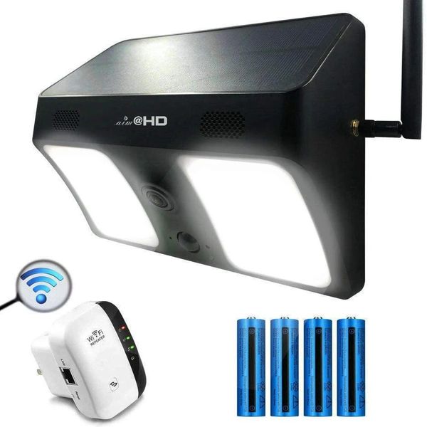 1080p solar power wireless smart outdoor floodlight camera wifi low power consumption stand-alone garden surveillance and lighting alarm sys