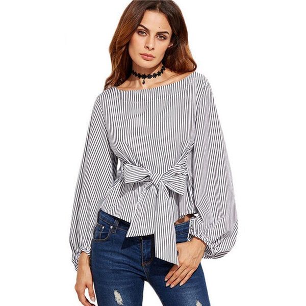 new fashion womens off shoulder blouse long sleeve striped shirt with bow crew neck tie women fashion shirt, White
new fashion womens off shoulder blouse long sleeve striped shirt with bow crew neck tie women fashion shirt, White