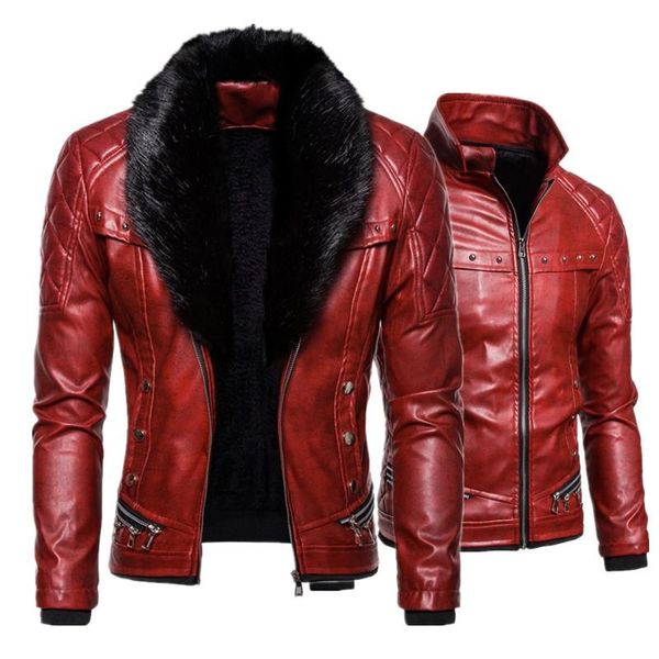new men's biker leather jacket fur collar detachable faux leather motocycle jackets coats casual pu jacket, Black
new men's biker leather jacket fur collar detachable faux leather motocycle jackets coats casual pu jacket, Black
