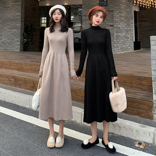 casual dresses 2021 women autumn winter vintage vestido lady mock neck long sleeve knitted dress female sweater pleated g135, Black;gray
casual dresses 2021 women autumn winter vintage vestido lady mock neck long sleeve knitted dress female sweater pleated g135, Black;gray
