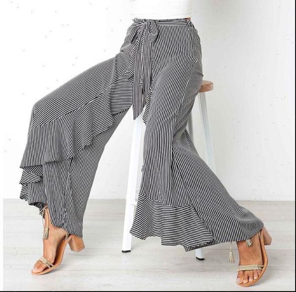 goocheer autumn winter bow tie wide leg pant high waist women belted ruffle black striped trousers for womens streetwear, Black;white
goocheer autumn winter bow tie wide leg pant high waist women belted ruffle black striped trousers for womens streetwear, Black;white