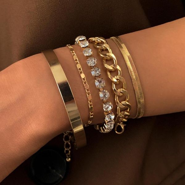 charm bracelets 5pcs/set luxury shiny rhinestones crystal chain bangle multi layered chunky thick miami curb cuban bracelet jewelry, Golden;silver
charm bracelets 5pcs/set luxury shiny rhinestones crystal chain bangle multi layered chunky thick miami curb cuban bracelet jewelry, Golden;silver