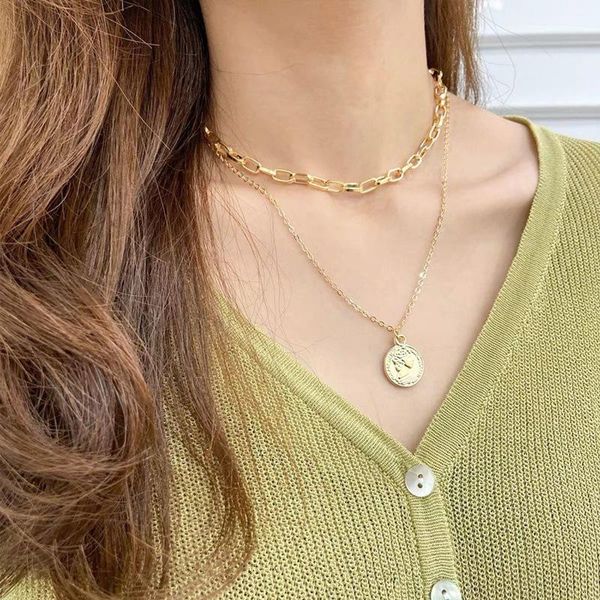 pendant necklaces gold multilayer necklace simple temperament trendy clavicle chain, Silver
pendant necklaces gold multilayer necklace simple temperament trendy clavicle chain, Silver