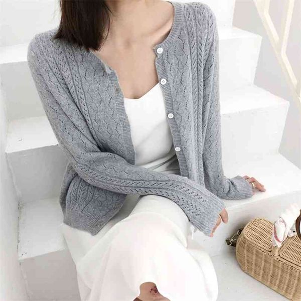 hollow round neck cardigan short sweater loose knit jacket single breasted out knitwear girl coat female 210601, White
hollow round neck cardigan short sweater loose knit jacket single breasted out knitwear girl coat female 210601, White