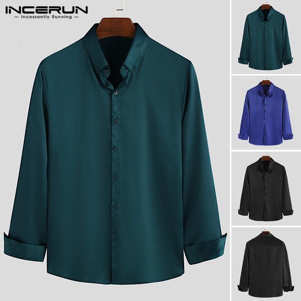 fashion men dress shirt brand 2021 silk satin formal blouse lapel long sleeve solid business shirts men social camisa incerun, White;black
fashion men dress shirt brand 2021 silk satin formal blouse lapel long sleeve solid business shirts men social camisa incerun, White;black