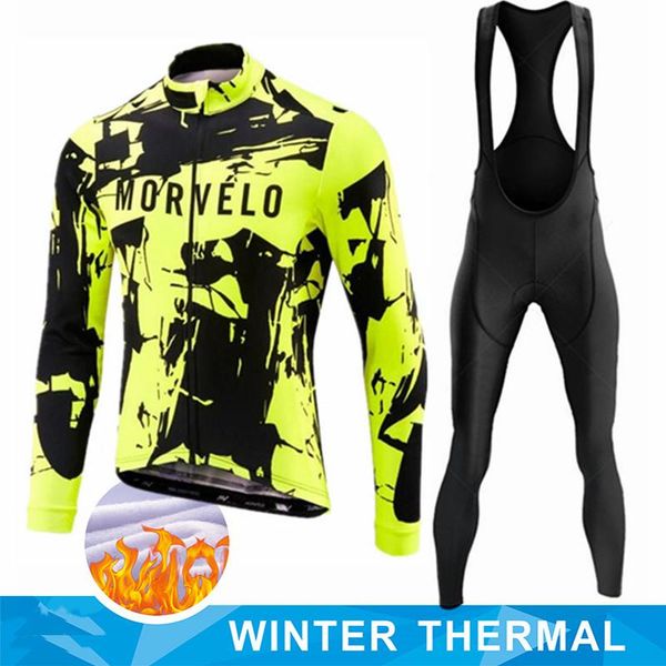 racing sets morvelo fluorescent yellow winter cycling jersey set fleece clothing long sleeve mtb bike road pants bib maillot culotte, Black;blue 
racing sets morvelo fluorescent yellow winter cycling jersey set fleece clothing long sleeve mtb bike road pants bib maillot culotte, Black;blue